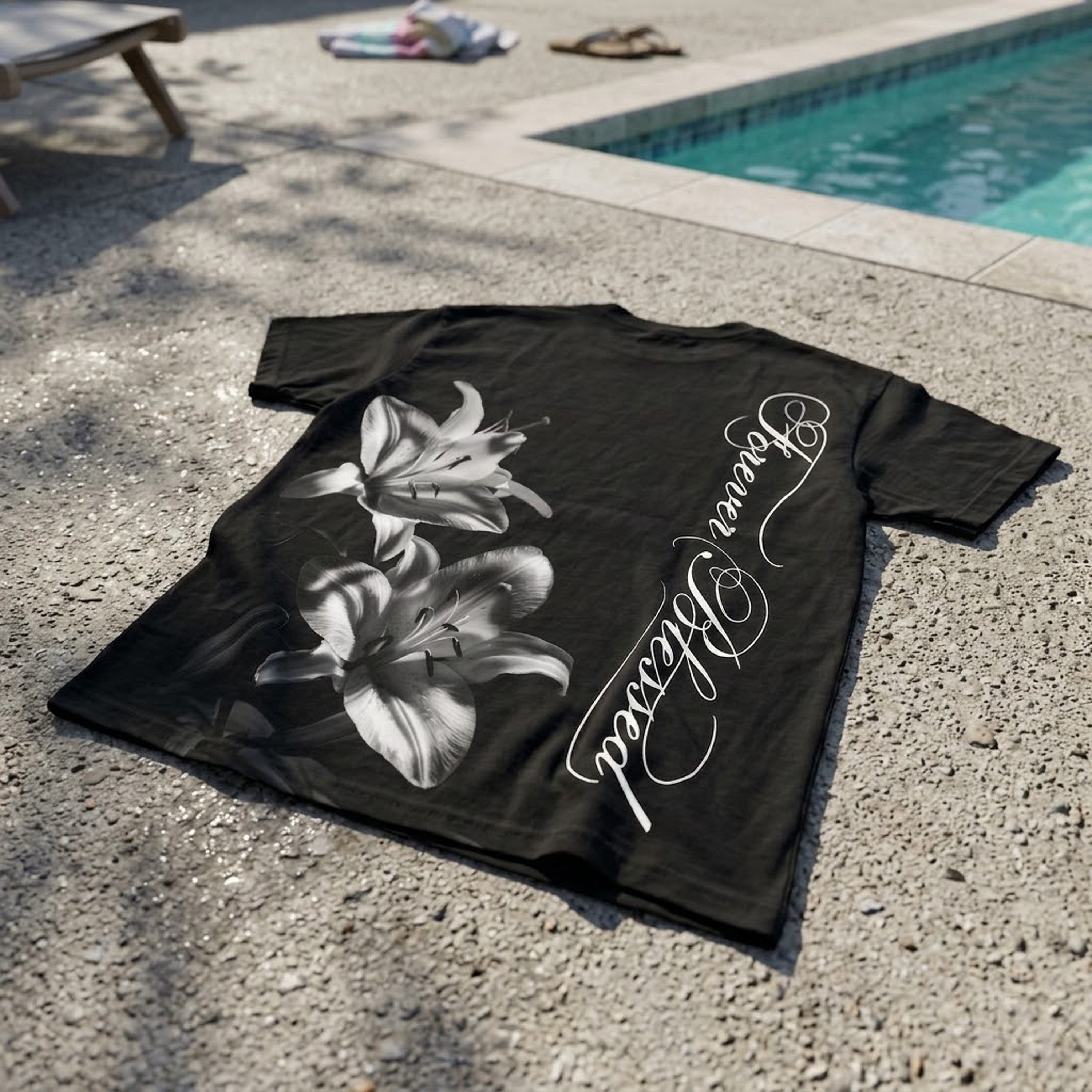 Frever Blessed Floral And Calligraphic Graphic Cotton T-shirt