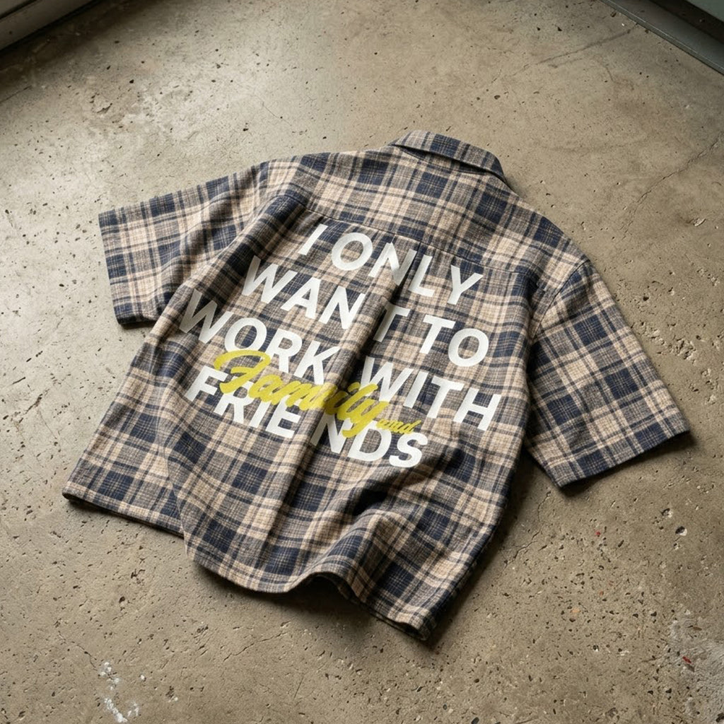 Personalized Retroslogan Graphic Plaid Jacket Shirt
