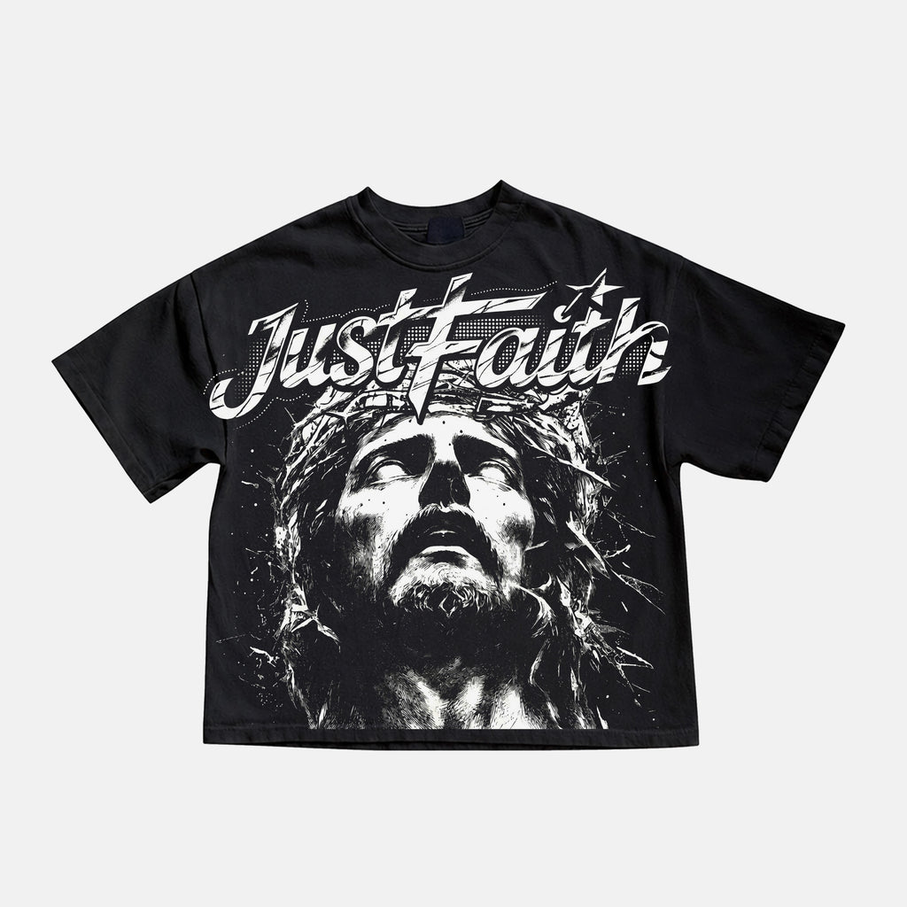 Portrait Of Jesus Just Faith Vintage Graphic Cotton T-shirt