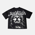 Portrait Of Jesus Just Faith Vintage Graphic Cotton T-shirt