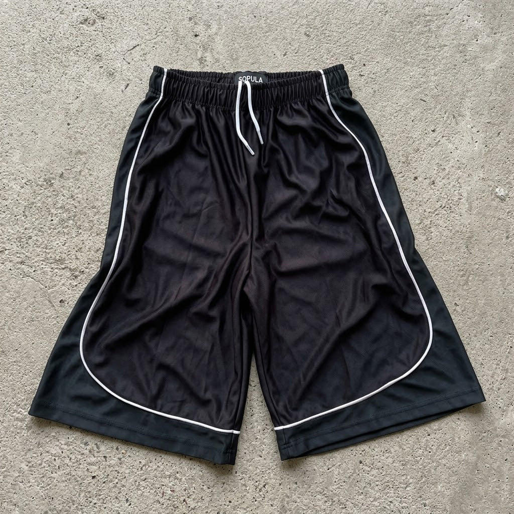 Color-blocked Drawstring Casual 1/2 Shorts
