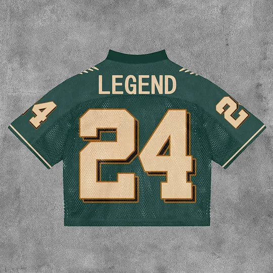 Vintage No. 24 Legend Short Sleeve Graphics Printed Cotton Basketball V-neck T-shirt