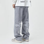 Denim Embroidery Cross Patch Street Jeans