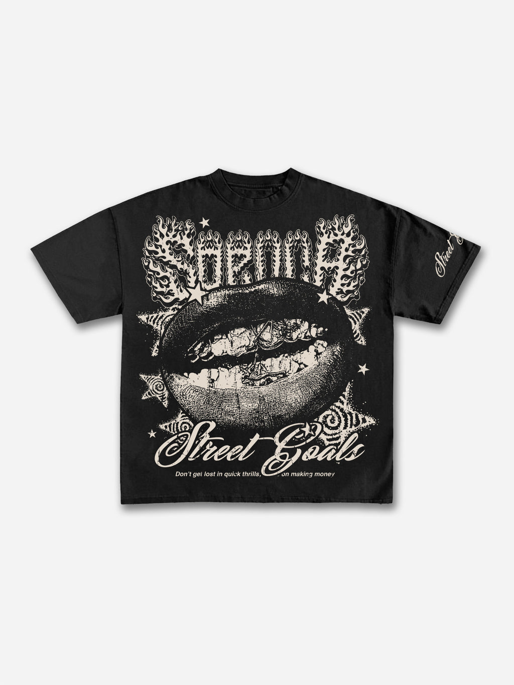 Street Goals Lip Braces Make Vintage Printed Graphic Cotton T-shirt