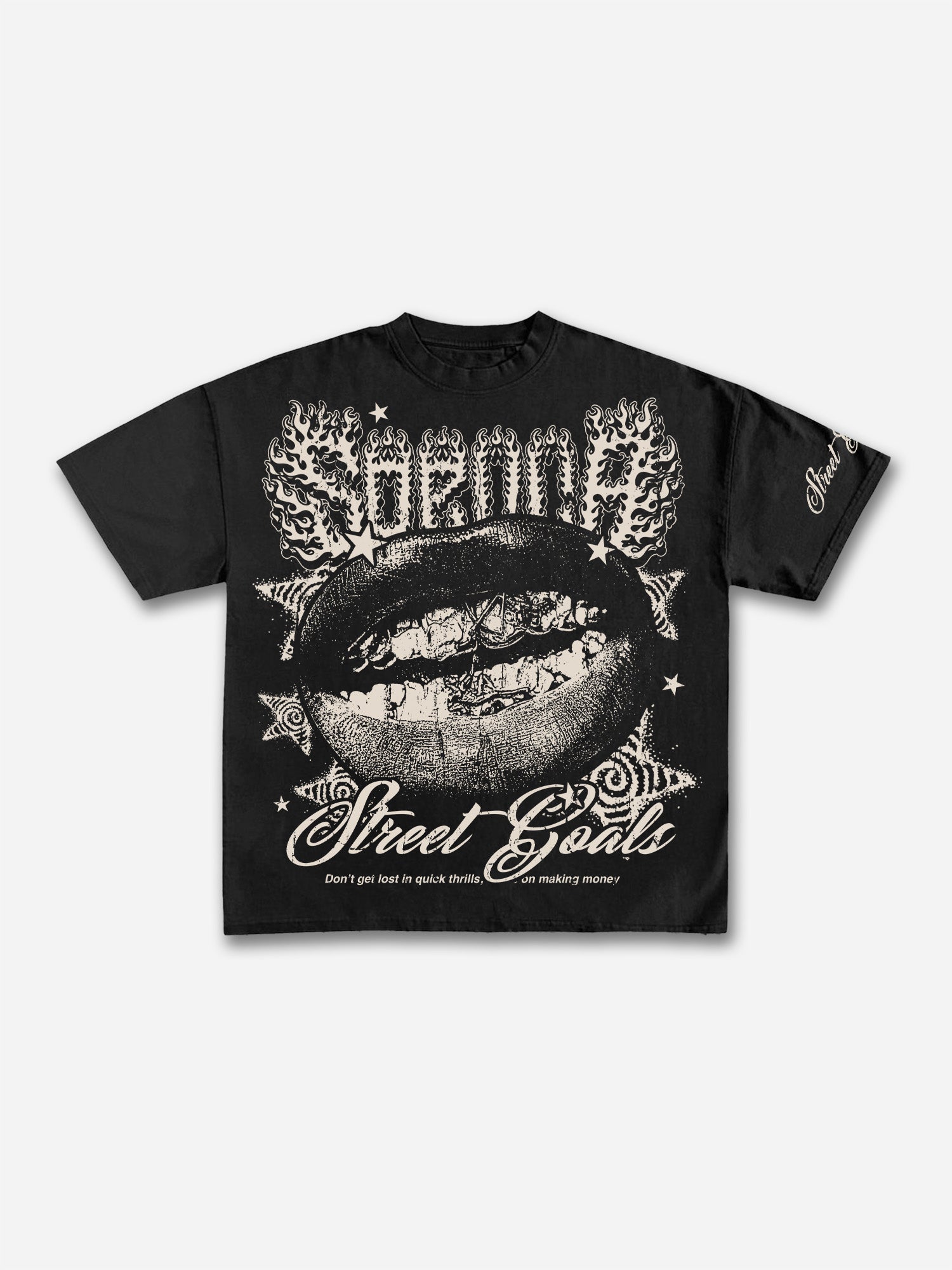 Street Goals Lip Braces Make Vintage Printed Graphic Cotton T-shirt