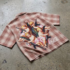 Defeat Angel Retro Floral Graphic Plaid Jacket Shirt