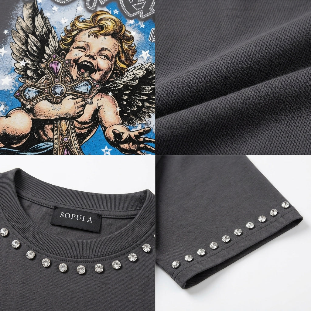 Sopula Angel Of The Cross Graphic Cotton T-shirt