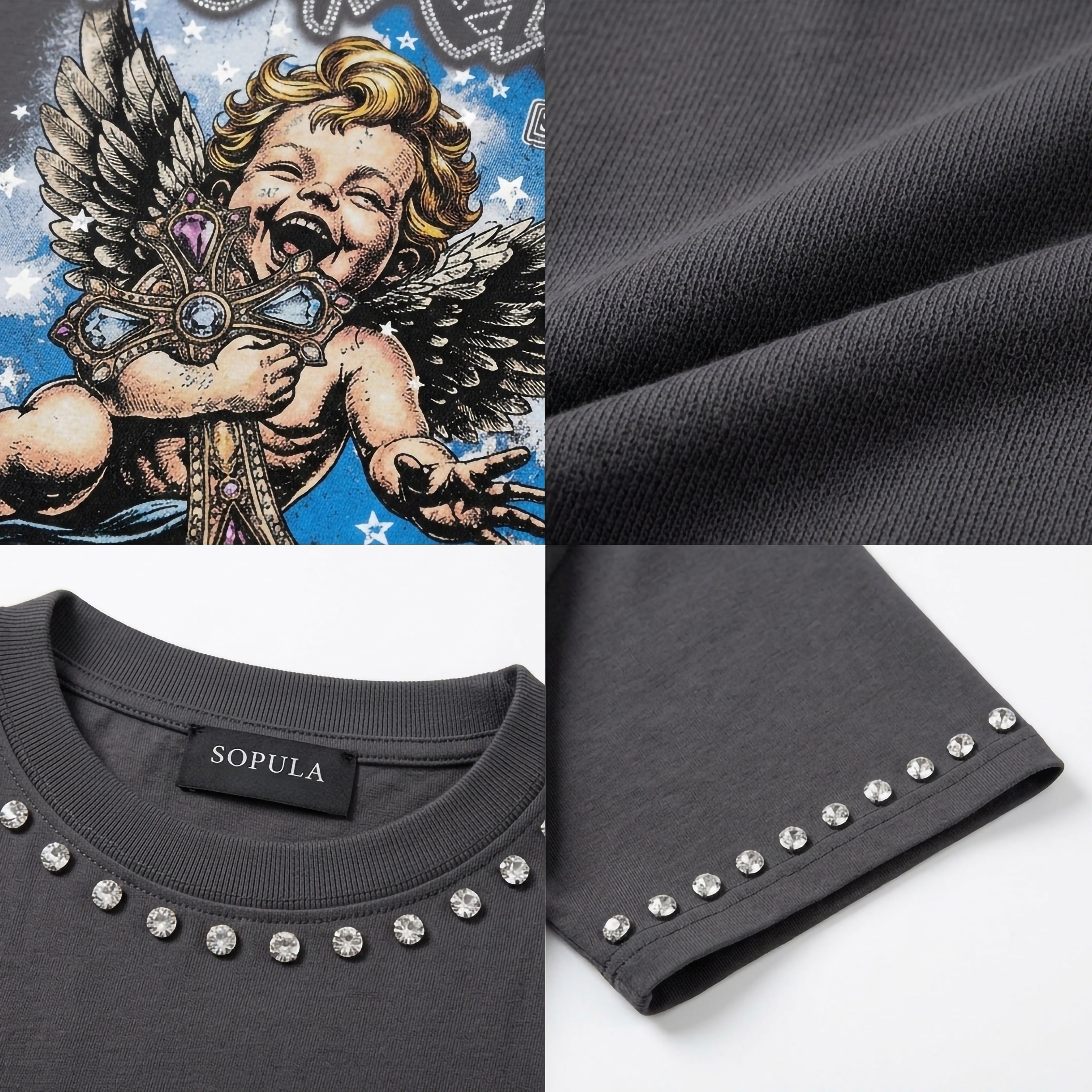 Sopula Angel Of The Cross Graphic Cotton T-shirt
