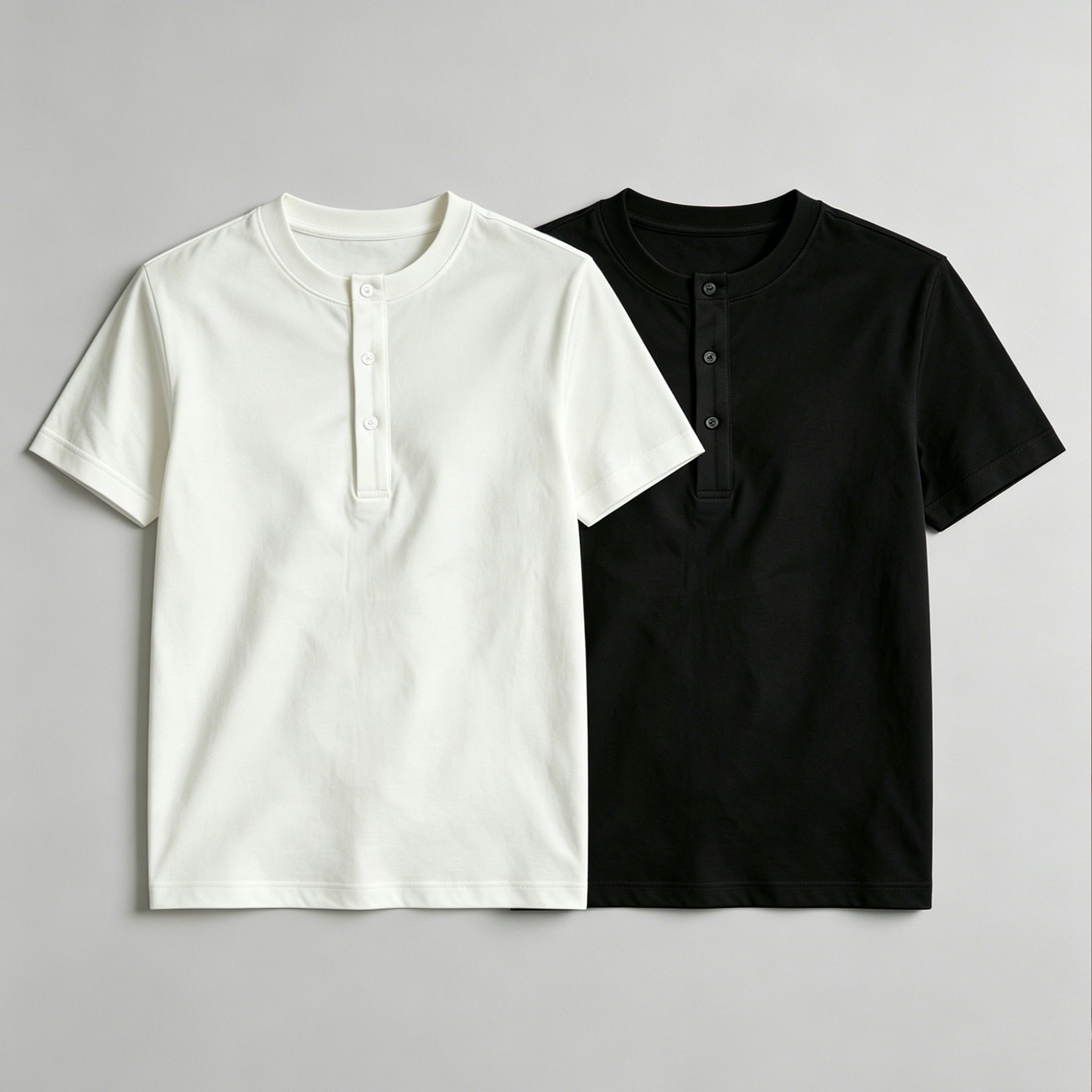 Men's Cotton Henley Collar Short-sleeved Gym Top