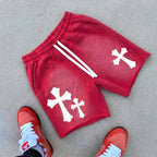 The Cross Foaming Process Graphic Washed Shorts