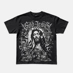 American Street Jesus Christ Statue Graphic Cotton T-shirt