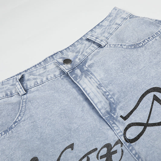 Tokyo Girl Graffiti Loose Denim Shorts Jorts