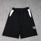 Men's Color-blocked Embroidered Drawstring Sports Shorts