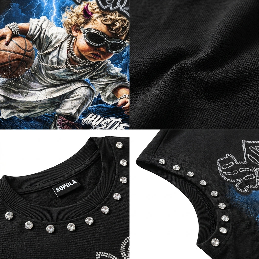 Sopula Basketball Angel Graphic Rhinestone Tank Top