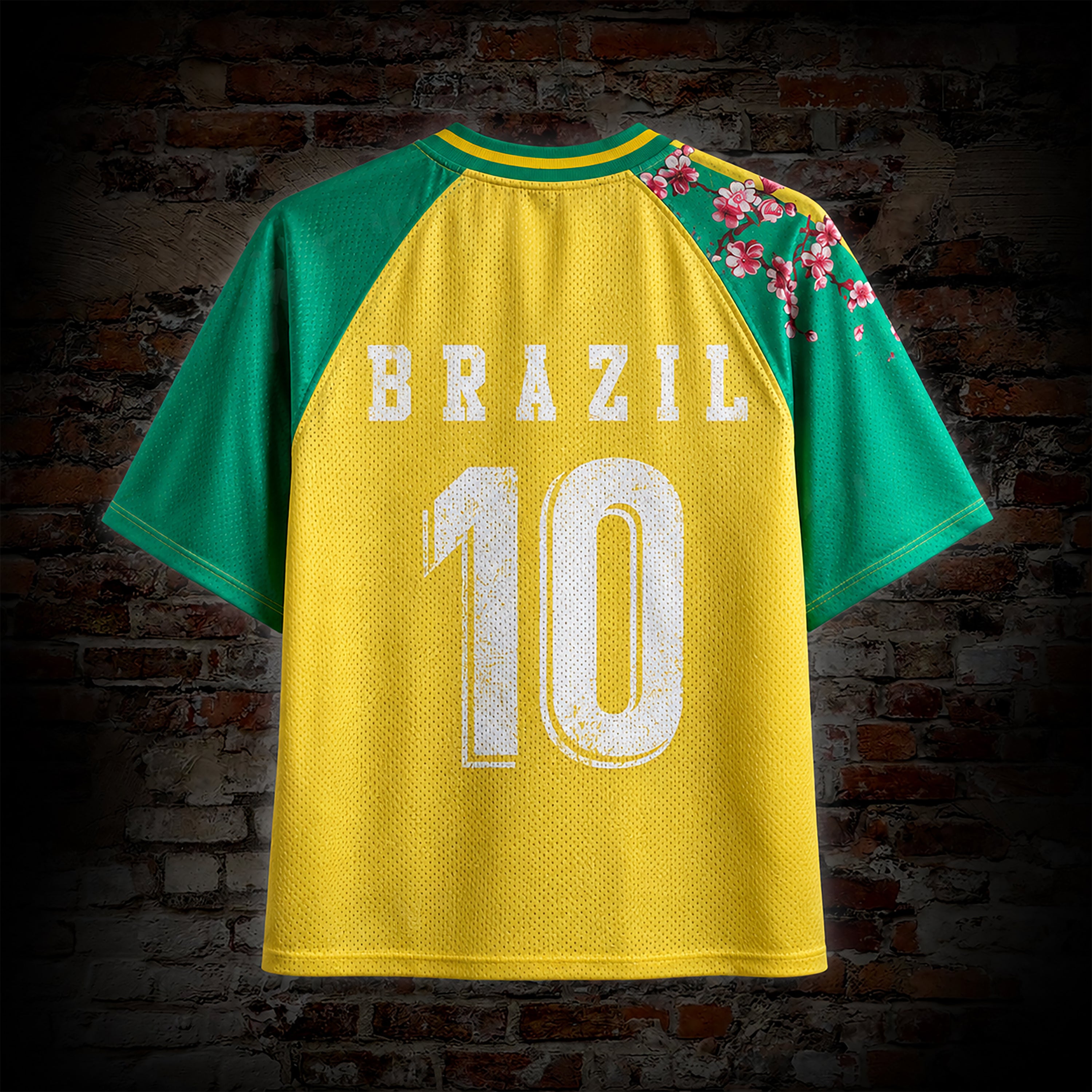 Brazilian V-neck Colorblock Football Mesh Jersey T-shirt