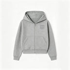 Stylish Four-leaf Clover Embroidered Zip-up Sweatshirt And Sweatpants Set