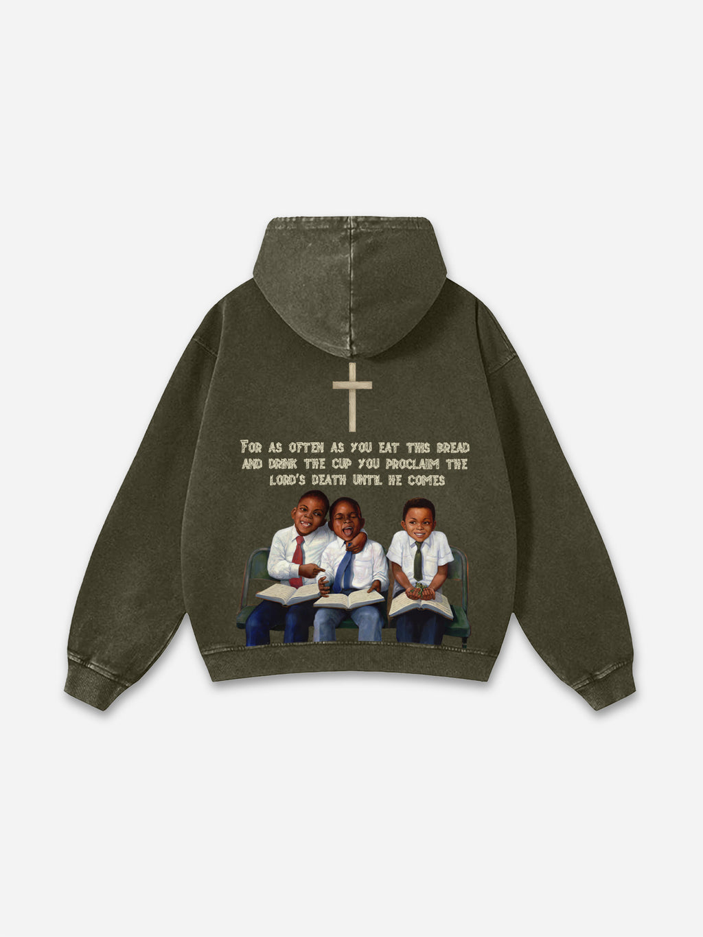 Vintage First Sunday Faith Graphic Acid Washed Oversized Hoodie