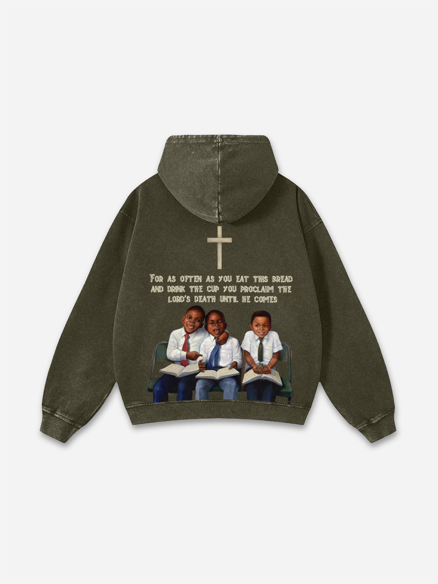 Vintage First Sunday Faith Graphic Acid Washed Oversized Hoodie
