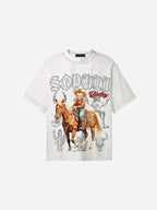 Cowboy Western Elements Retro Graphic Cotton T-shirt