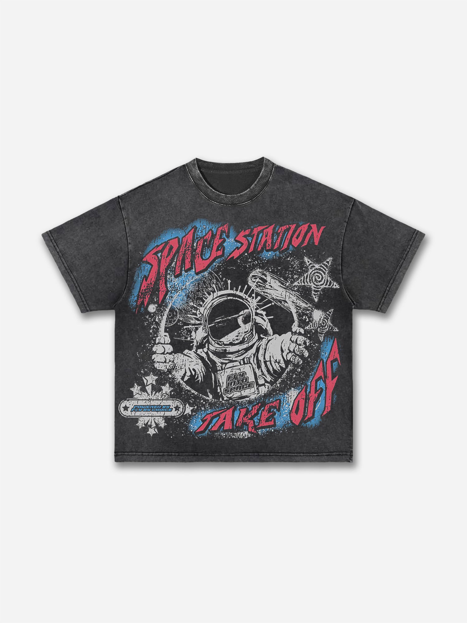 Fly By Choice X Spacestation Graphics Acid Washed Retro T-shirt