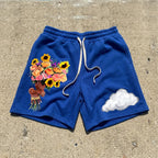 Bouquet Sky Indigo Blue Loose Drawstring Shorts