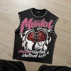 The Retro Spirit Of Streetwear Is Torn Apart Graphic Rhinestone Tank Top