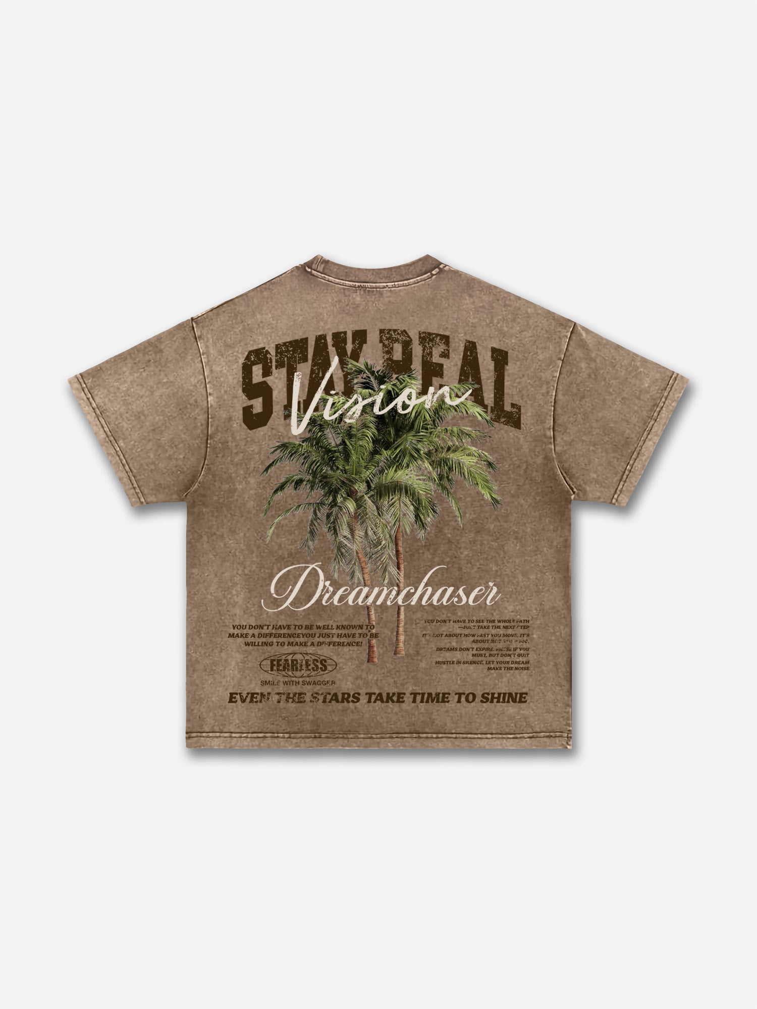 Stay Real Coconut Vacation Vintage Graphic Washed T-shirt