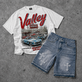 Vibes Turbo Lives T-shirt & Distressed Cross Appliqué Denim Shorts