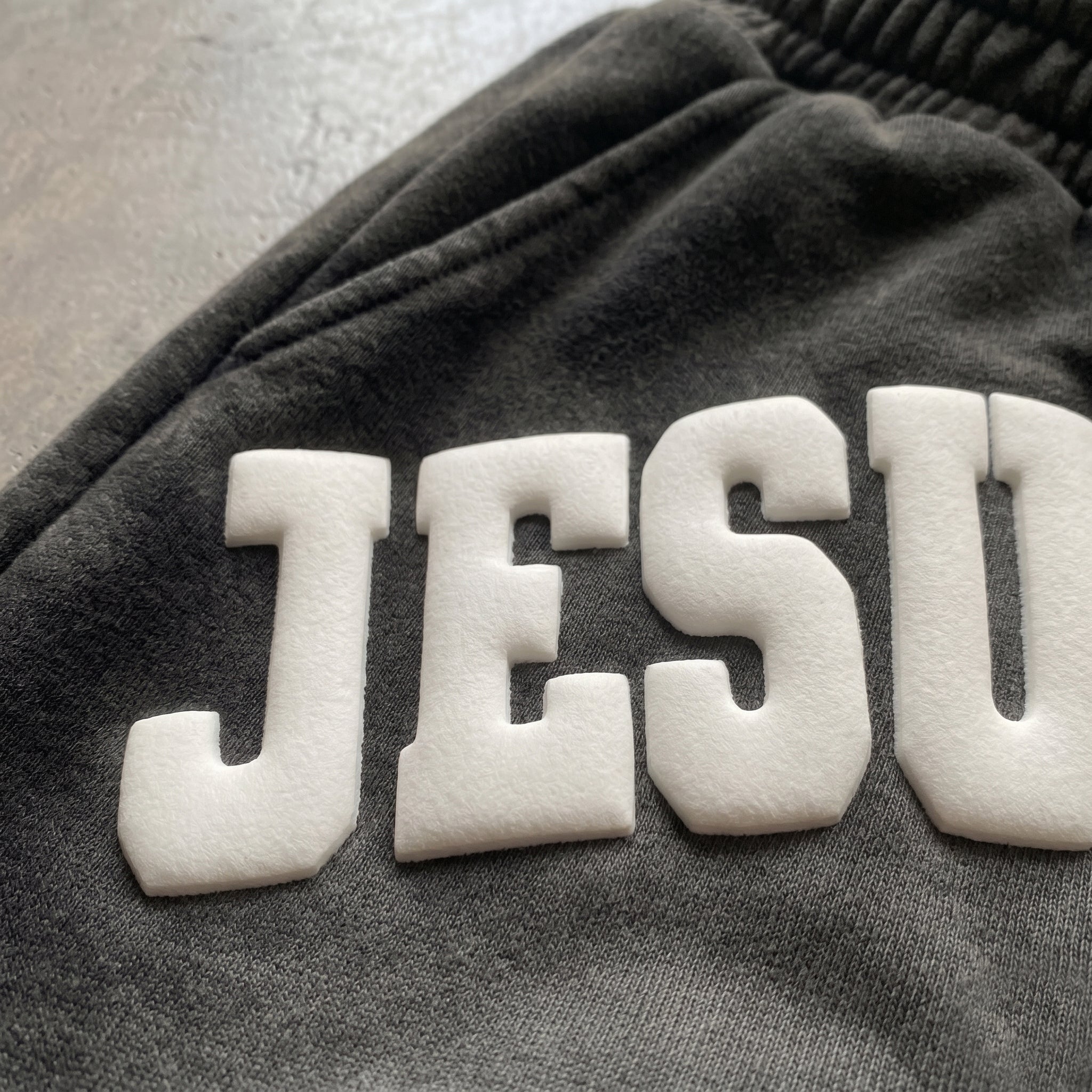 Jesus Bless Foaming Process Graphic Washed Shorts