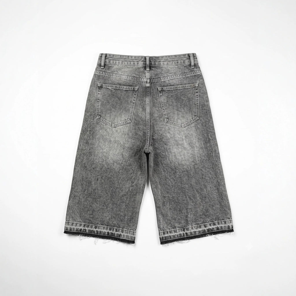 Retro Y2k Trendy Letter Rhinestone Loose Denim Shorts