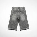 Retro Y2k Trendy Letter Rhinestone Loose Denim Shorts