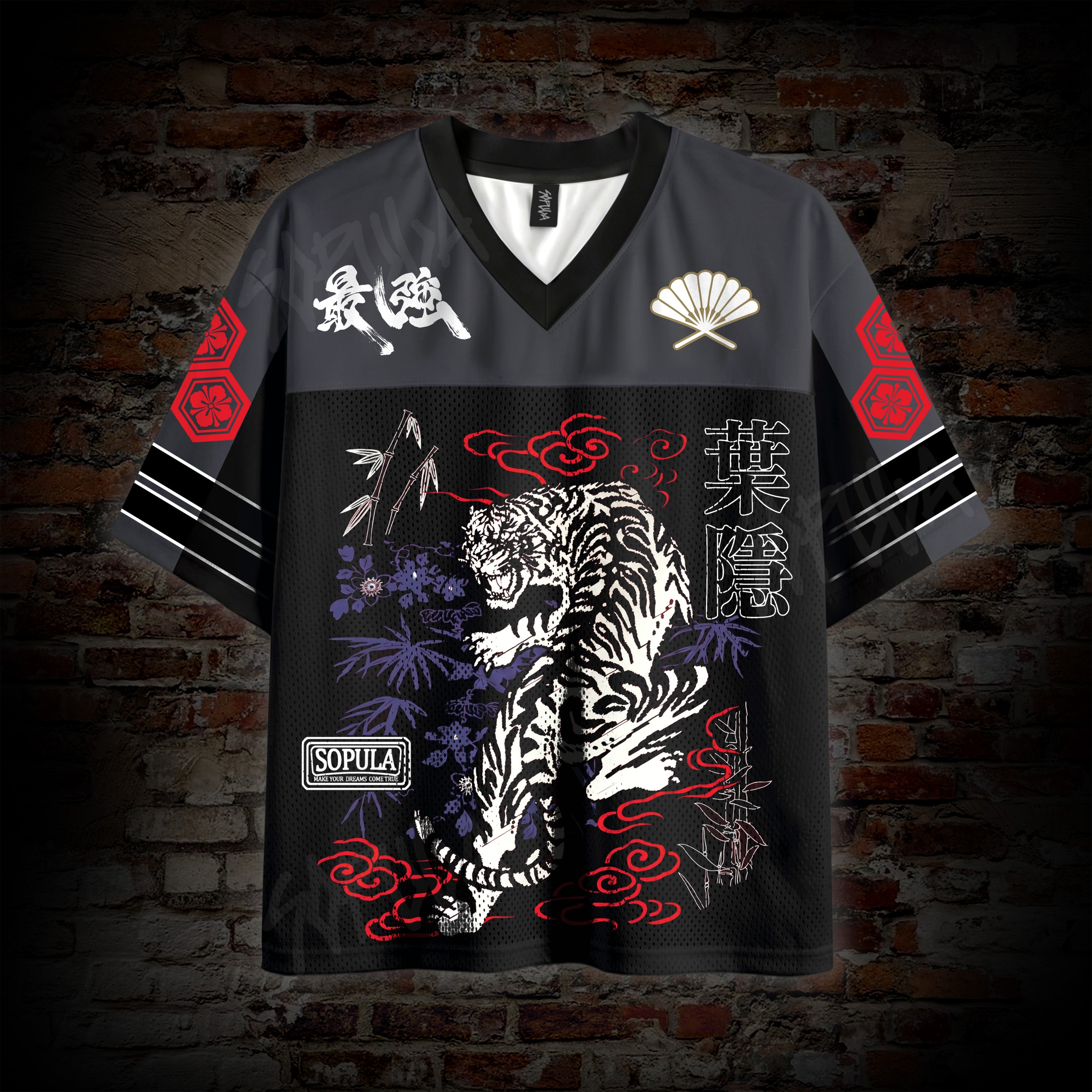 Japanese Tiger No. 07 Print  Mesh Jersey T-shirt