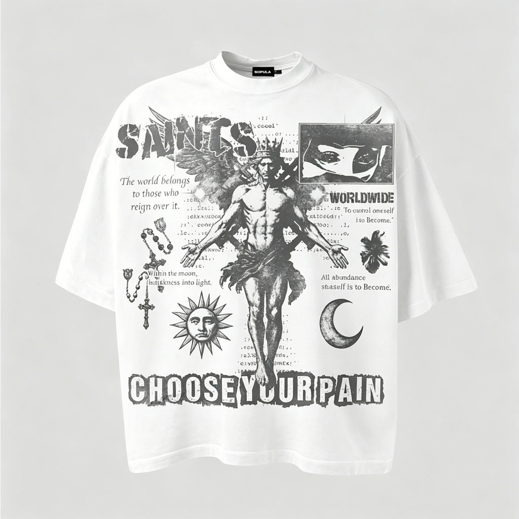 Saints And Wings Choose Your Pain Printed Graphic T-shirt