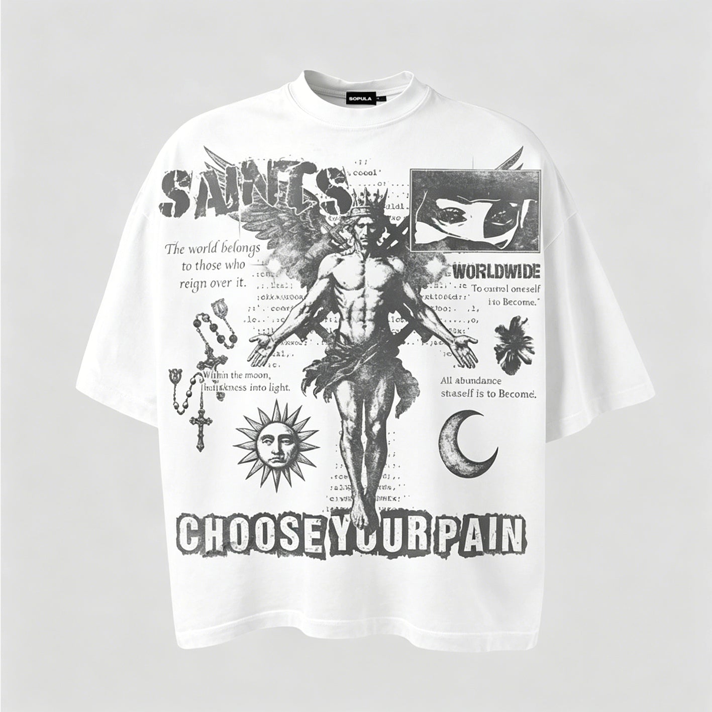 Saints And Wings Choose Your Pain Printed Graphic T-shirt
