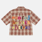 Mental Health Matters Letter Sticker Graphic Plaid Jacket Shirt