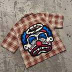 Vintage No Halo Graffiti Head Graphic Plaid Jacket Shirt