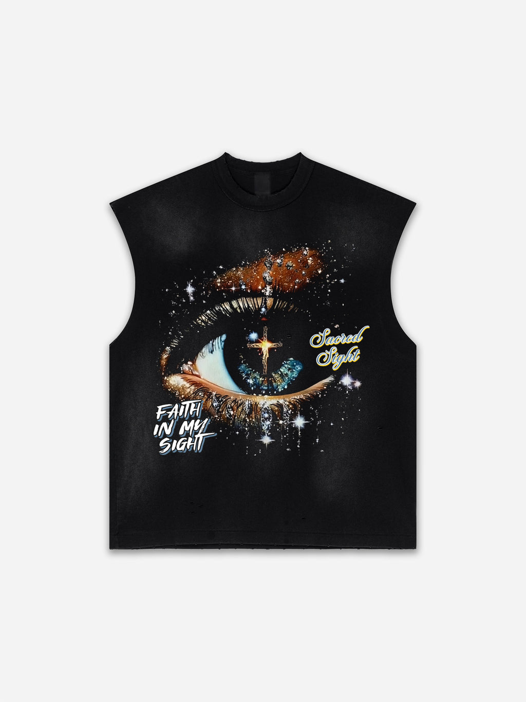 God's Eye Vintage Graphic Distressed Tank Top