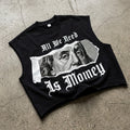Retro Collage Requires Money And Wealth Graphic Short Tank Top