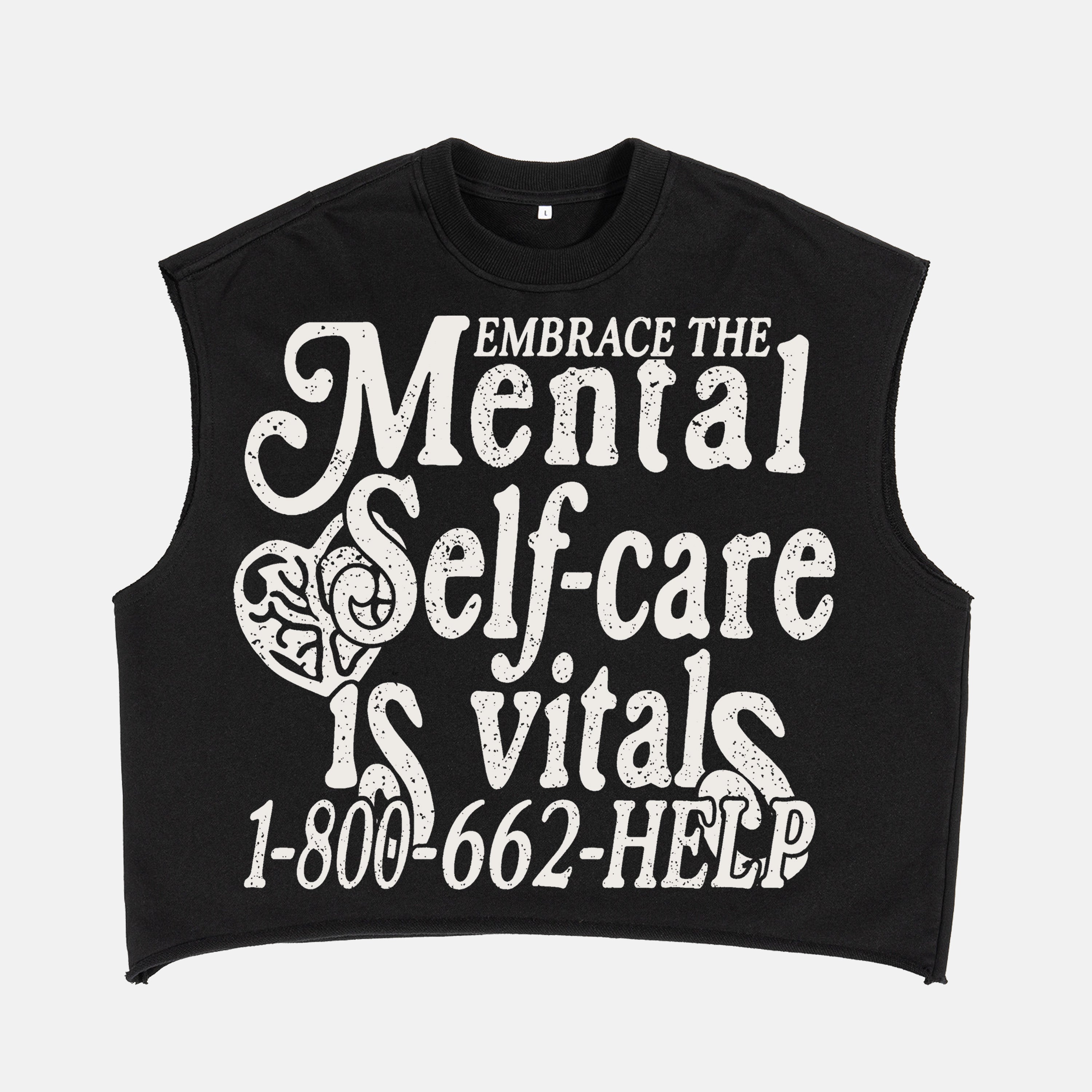 Mental Self-care Print Slogan Short Tank Top