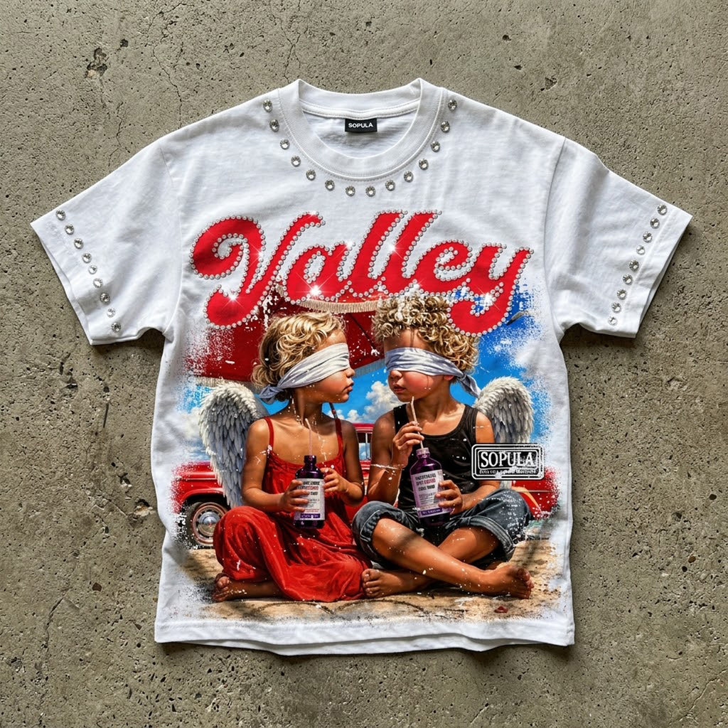 Valley Sopula Cough Syrup And Angels Retro Graphic T-shirt