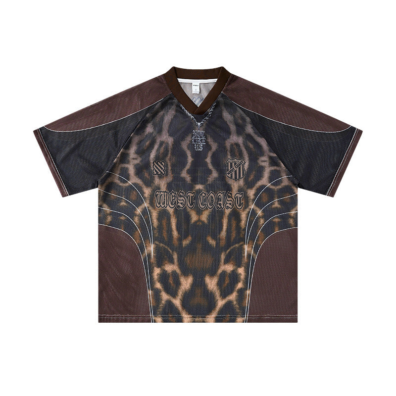 West Coast  Leopard Print Maillard Color Scheme Graphic Mesh Jersey