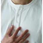 Men's Cotton Henley Collar Short-sleeved Gym Top