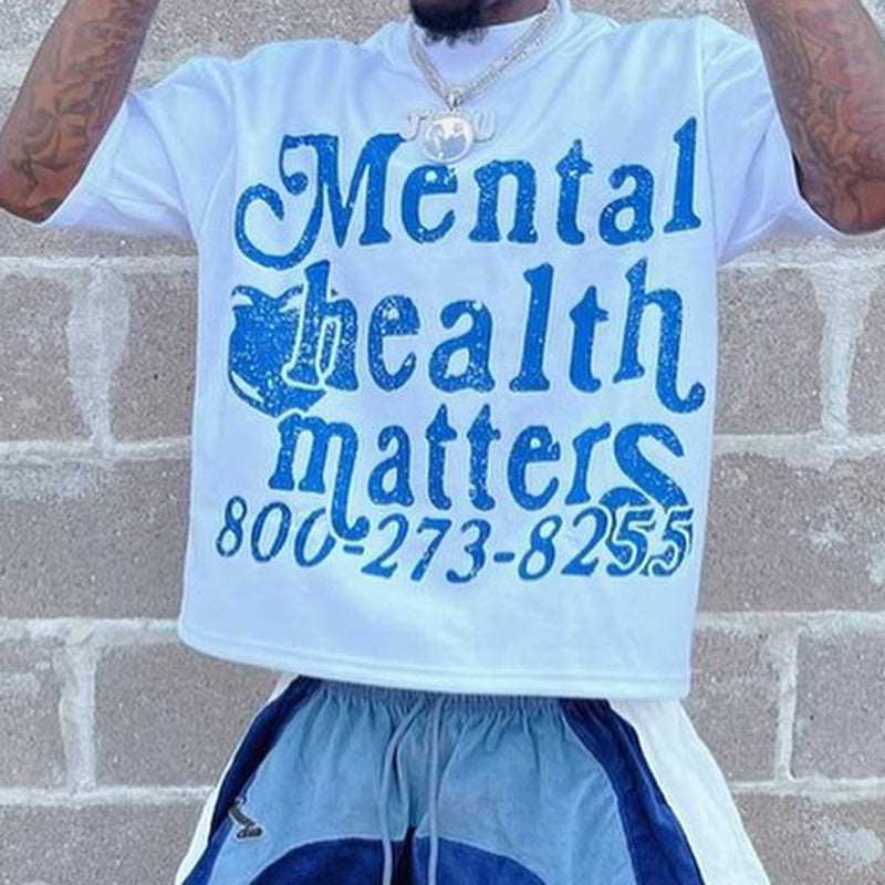 Vintage Mental Health Matters Graphic Short Sleeve T-Shirt