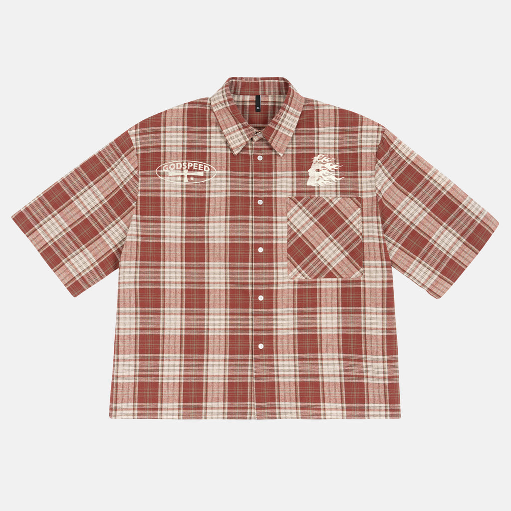 God Speed Vintage Jesus Graphic Plaid Jacket Shirt
