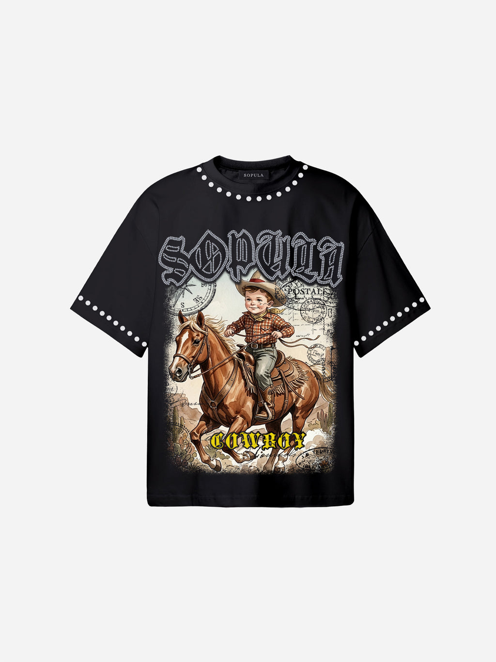 Sopula Cowboy Western Graphic Cotton T-shirt