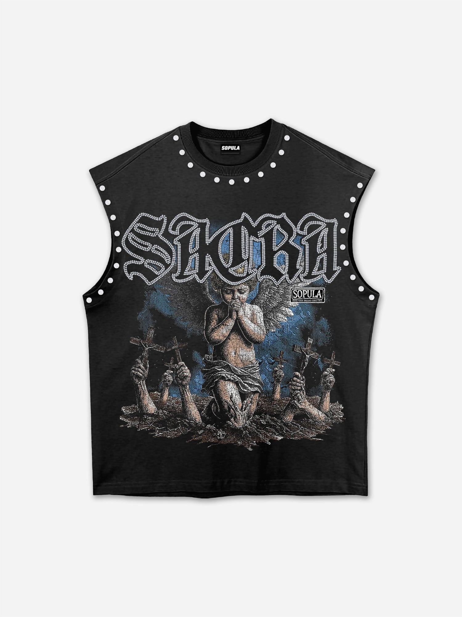 Sacra Retro Angel Vintage Graphic Tank Top