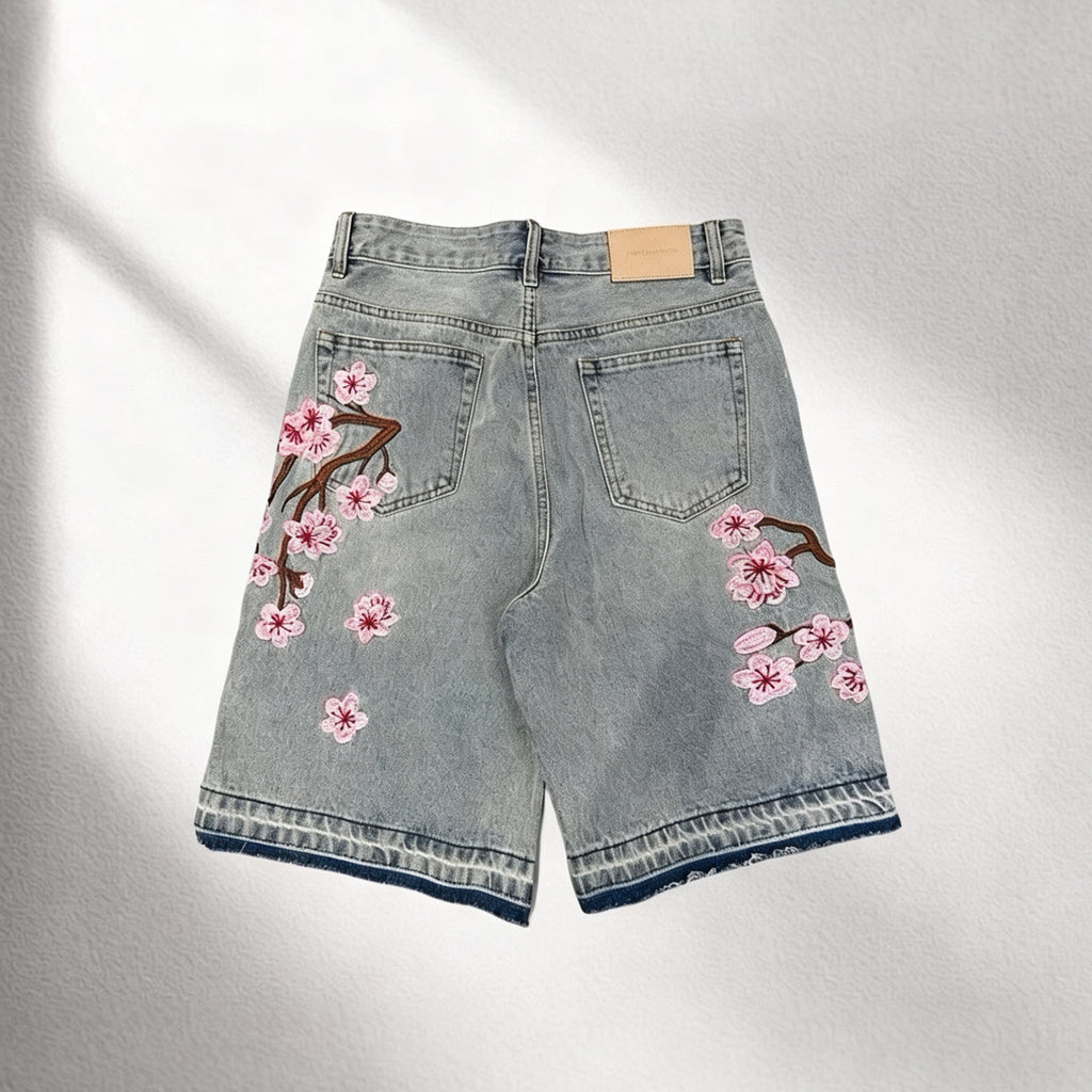 Retro Japanese Floral  Loose Shorts  Jorts