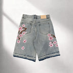 Retro Japanese Floral  Loose Shorts  Jorts