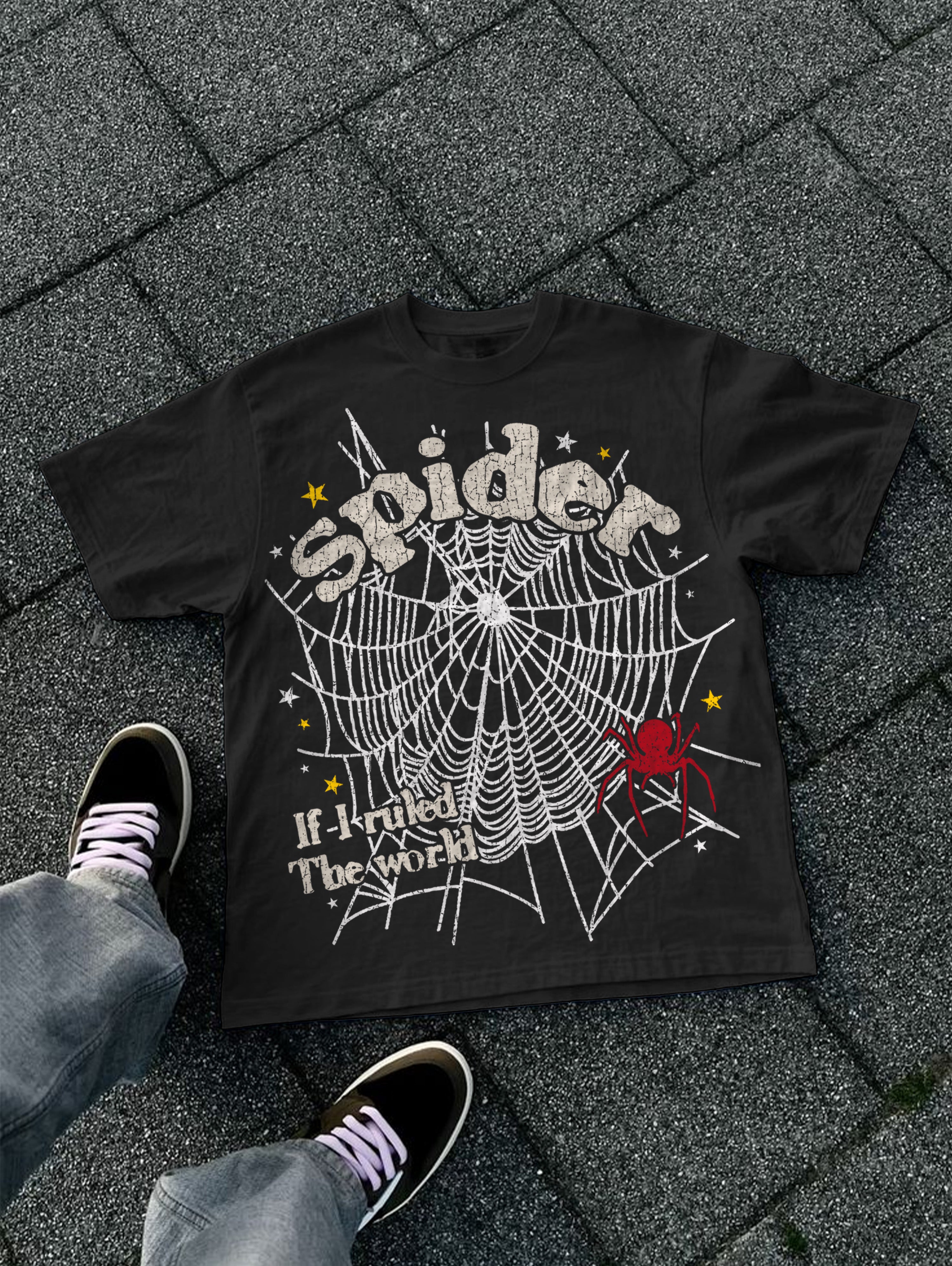 Spider Web If I Ruled The World Vintage Graphic Cotton T-shirt