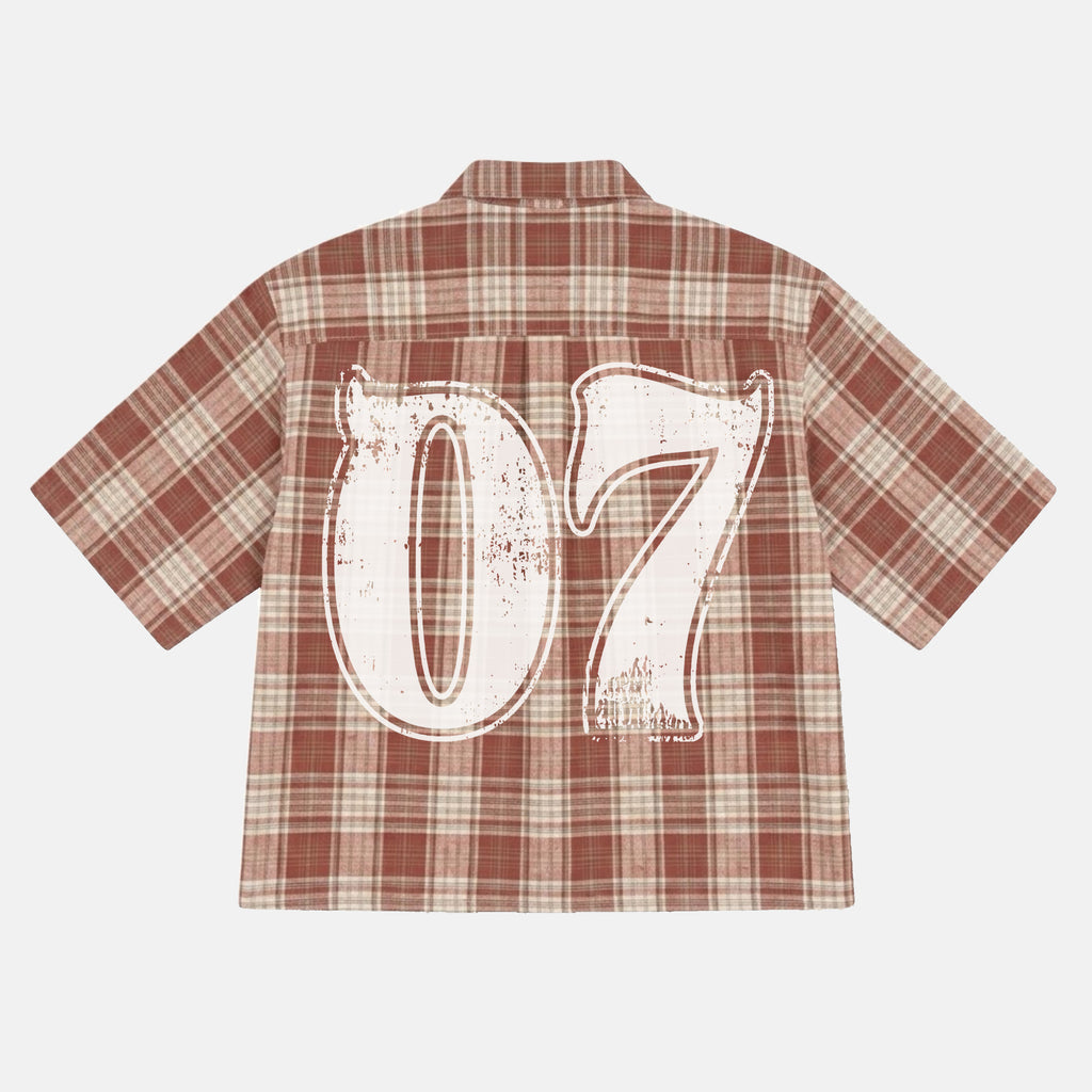 Street Style Vintage Distressed No. 07 Slogan Graphic Plaid Jacket Shirt